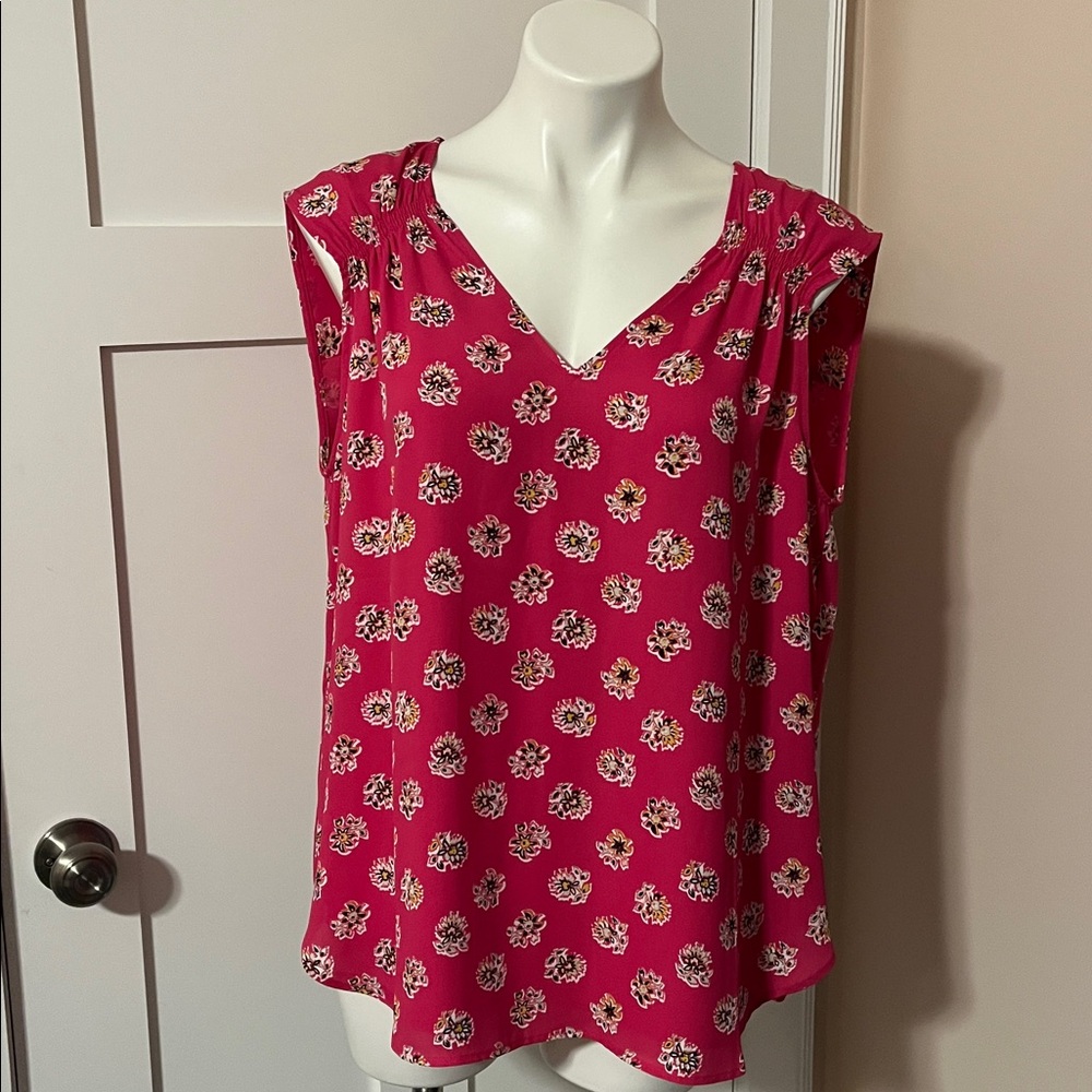 NWT LOFT Pink Floral Sleeveless Blouse